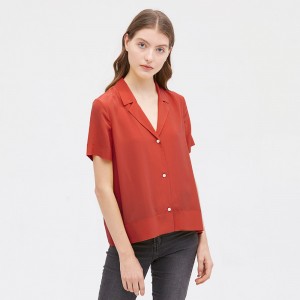 LilySilk 18mm Silk Shirt Blouse Women V Neck Half-Sleeve Notch Ladies New Free Shipping