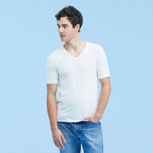 LilySilk Silk Knitted T Shirt Mens Basic Neck Free Shipping